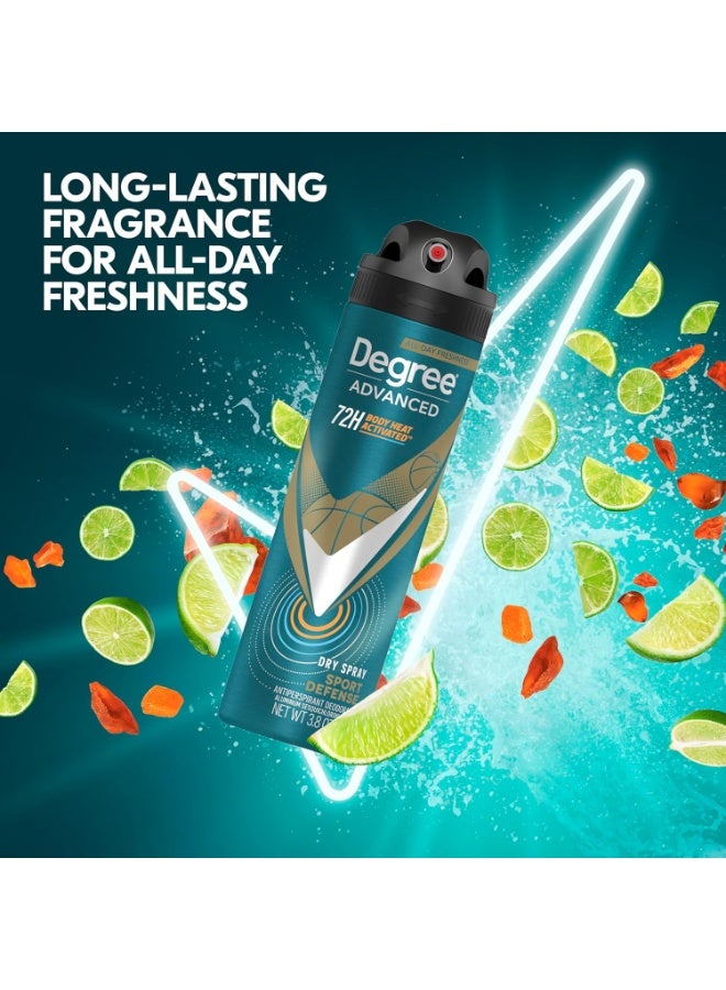 Men Antiperspirant Deodorant Dry Spray Sport Defense 72-Hour Sweat and Odor Protection Deodorant For Men With Body Heat Activated Technology 107g